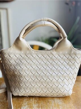 Urban Expressions Cream Woven Crossbody Satchel, NWOT